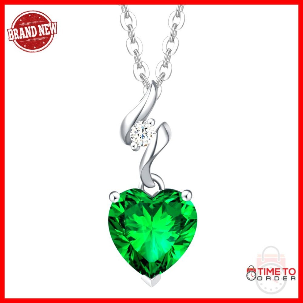 14K White Gold Diamond Heart Pendant Necklace with Sterling Silver Chain